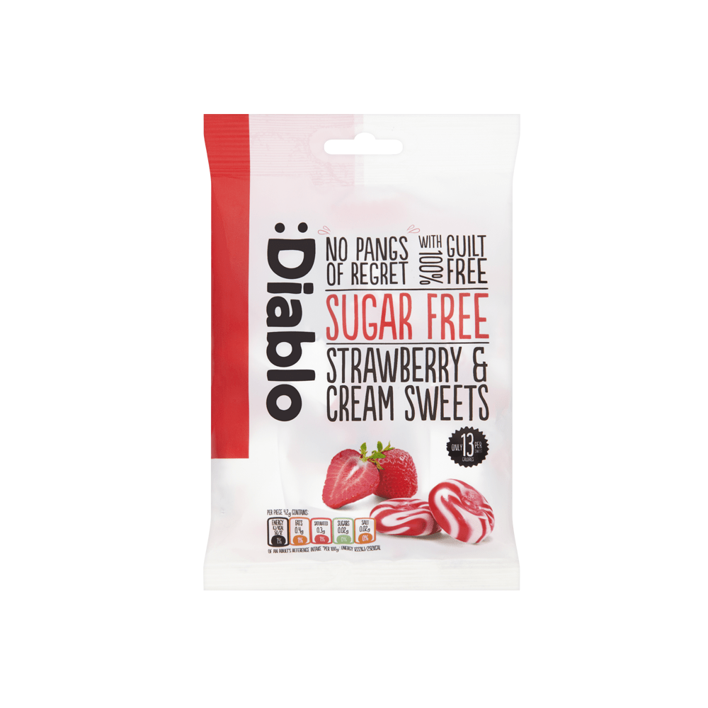 Diablo Sugar Free Strawberry & Cream Sweets 75g