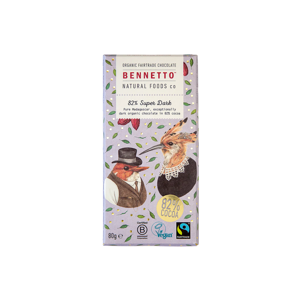 Bennetto 82% Super Dark Chocolate Bar 80g