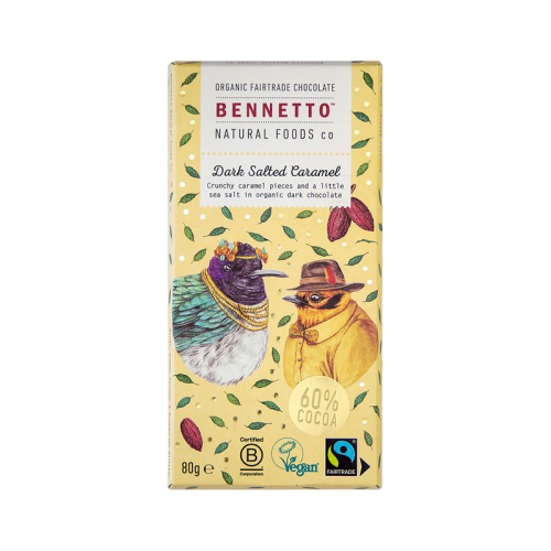 Bennetto 60% Dark Chocolate Bar With Salted Caramel 80g