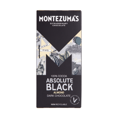 Montezuma’s Absolute Black With Almonds 100% Cocoa Bar 90g