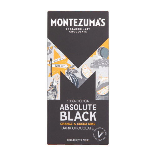 Montezuma’s Absolute Black With Orange And Cocoa Nibs Bar 90g