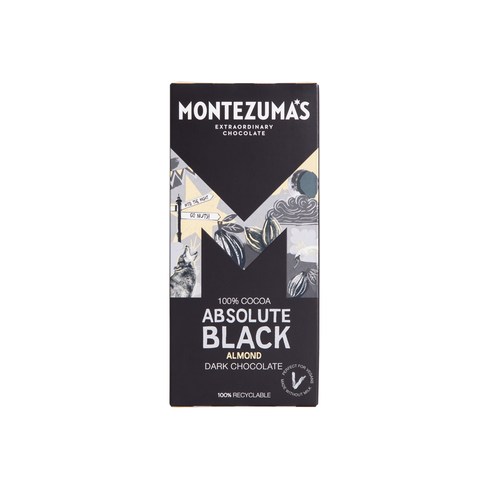 Montezuma’s Absolute Black With Almonds 100% Cocoa Bar 90g