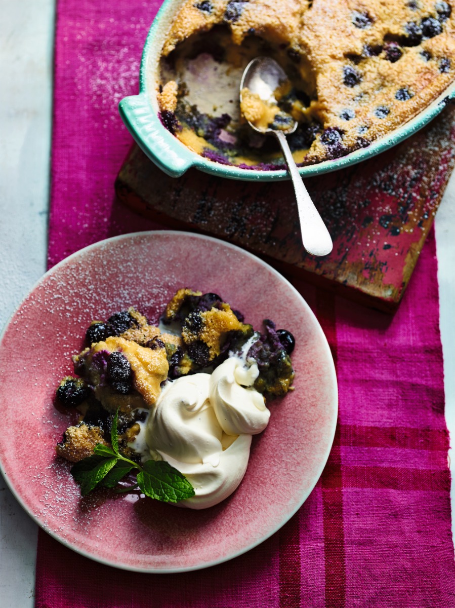 Blueberry and Almond Clafoutis with Cardamom Cream 