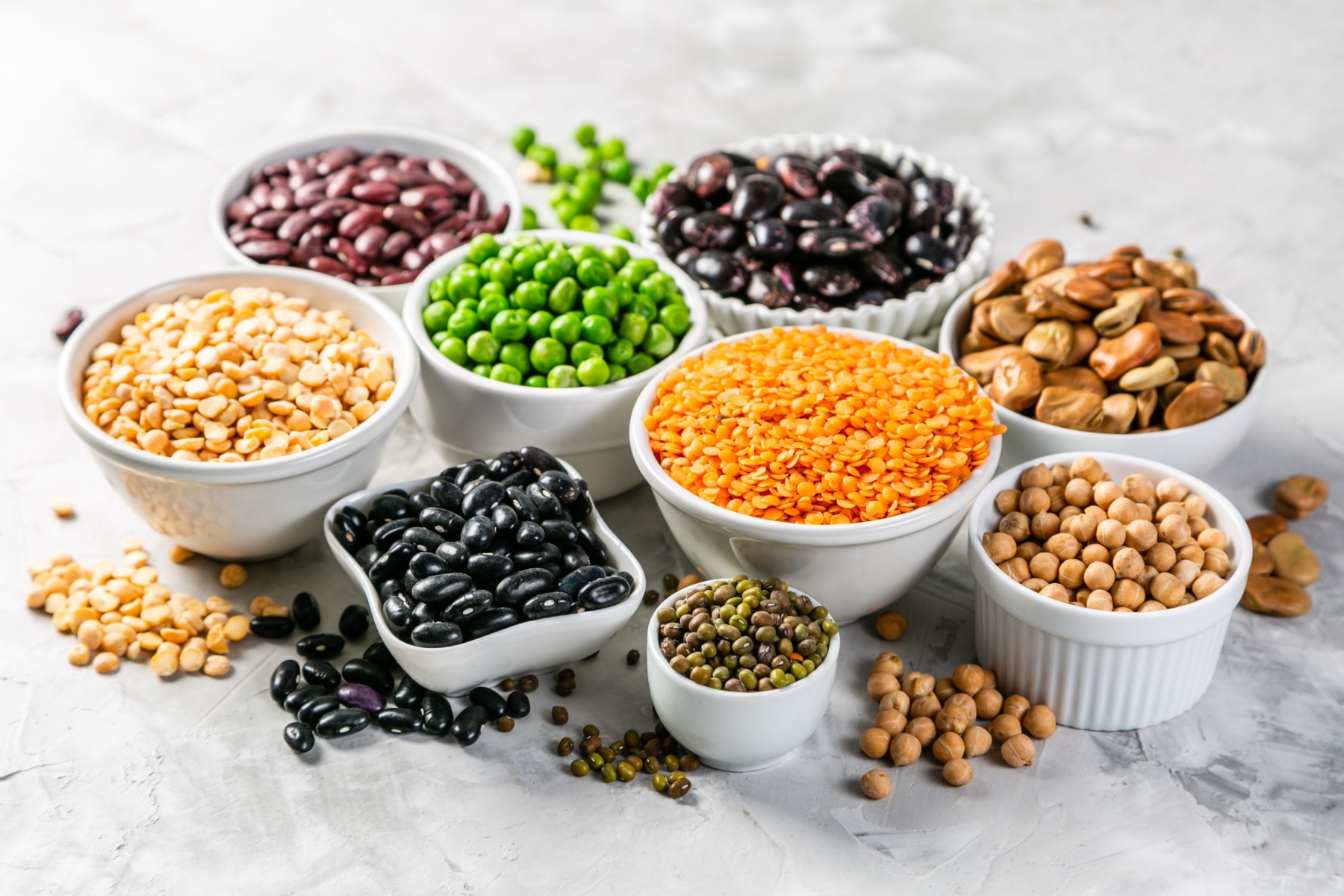 Legumes in bowls